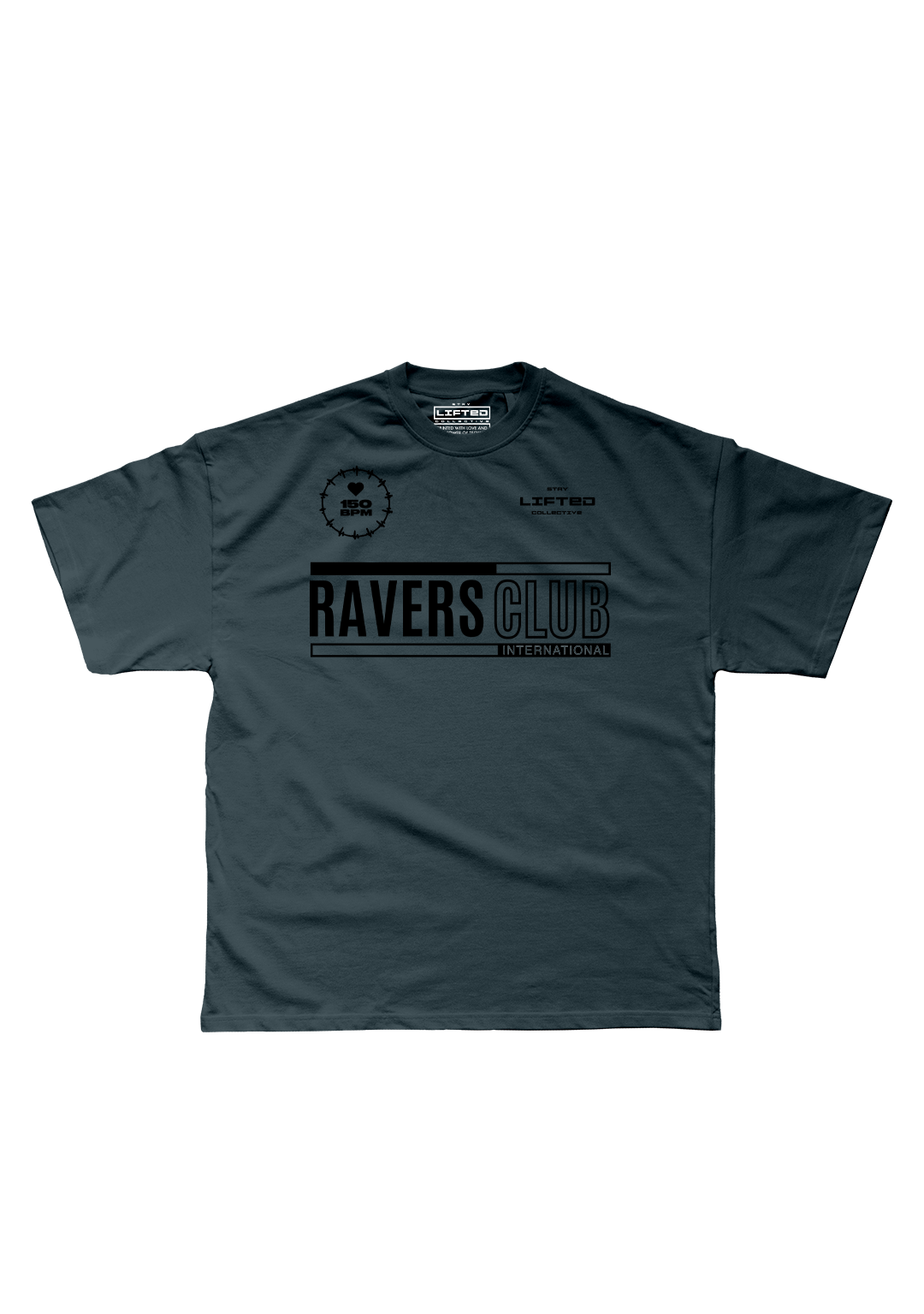 150 BPM RAVERS CLUB GREEN OVERSIZED TEE