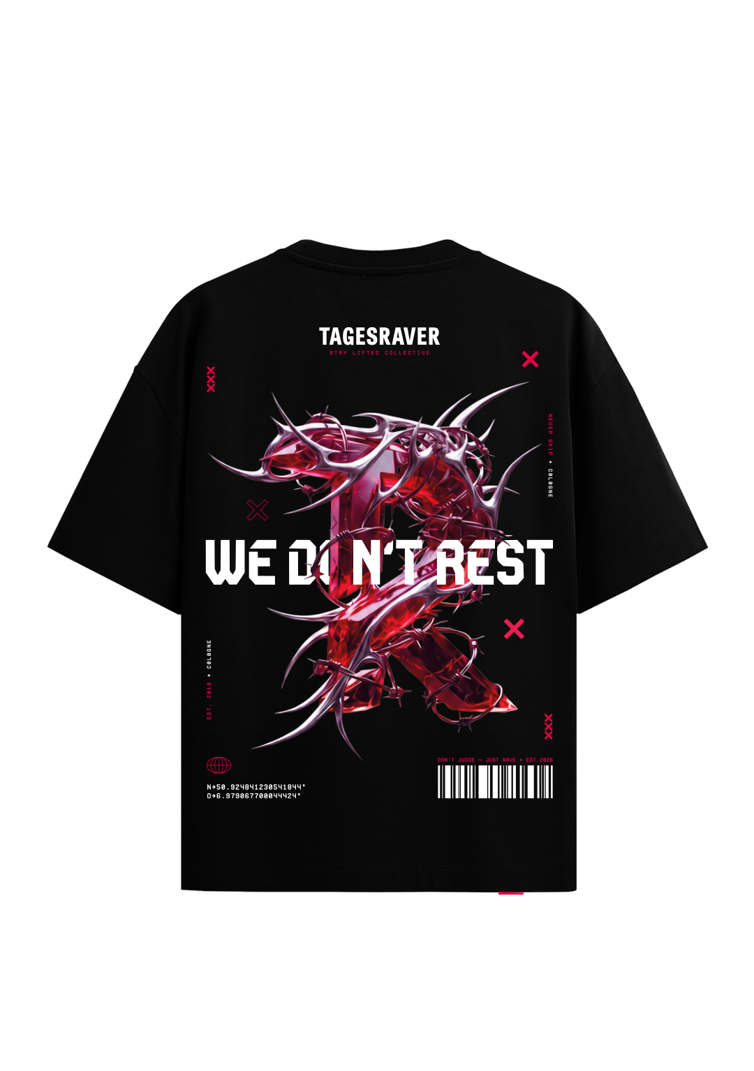 TAGESRAVER OVERSIZED TEE BLACK