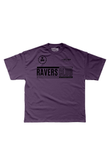 Laden Sie das Bild in den Galerie-Viewer, 150 BPM RAVERS CLUB DARK PURPLE OVERSIZED TEE