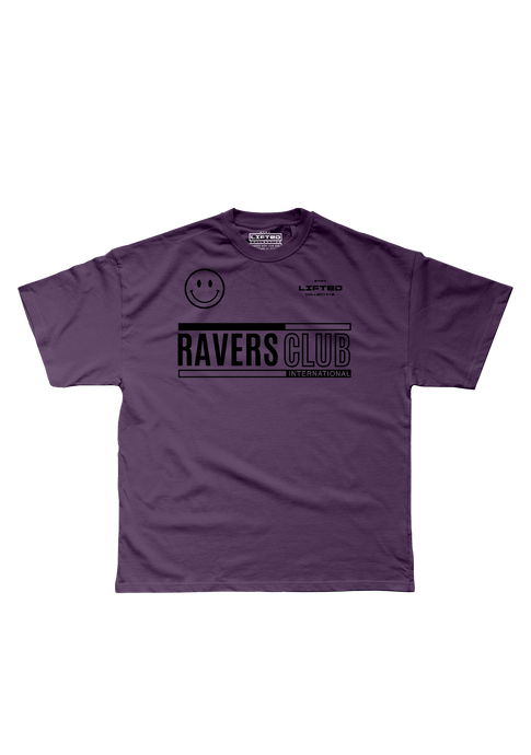 RAVERS CLUB DARK PURPLE OVERSIZED TEE