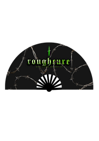 Rough Cure x Lifted Handfächer in Schwarz mit Stacheldraht-Motiv und Schriftzug roughcure
