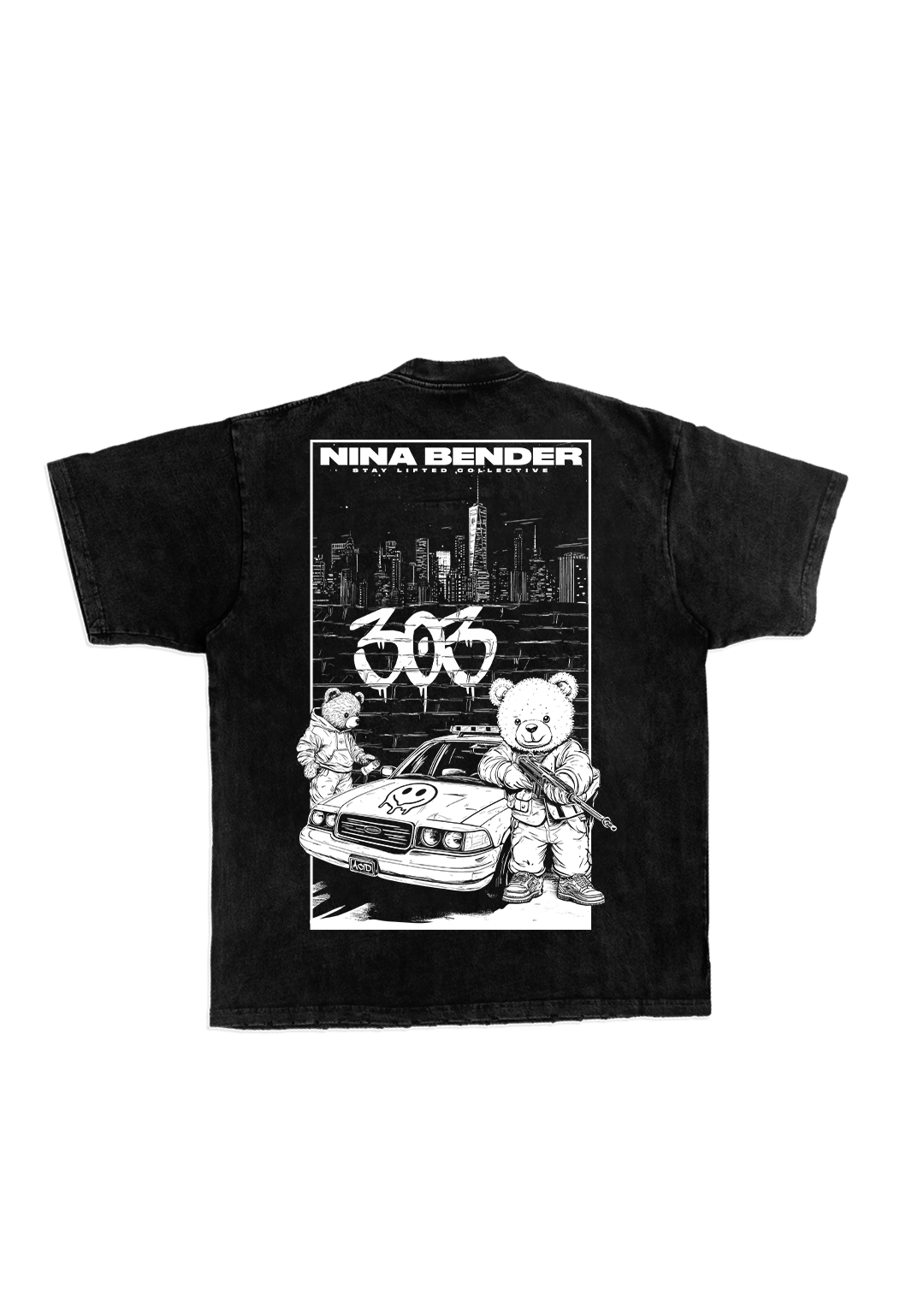 NINA BENDER ACID WASHED OVERSIZED TEE