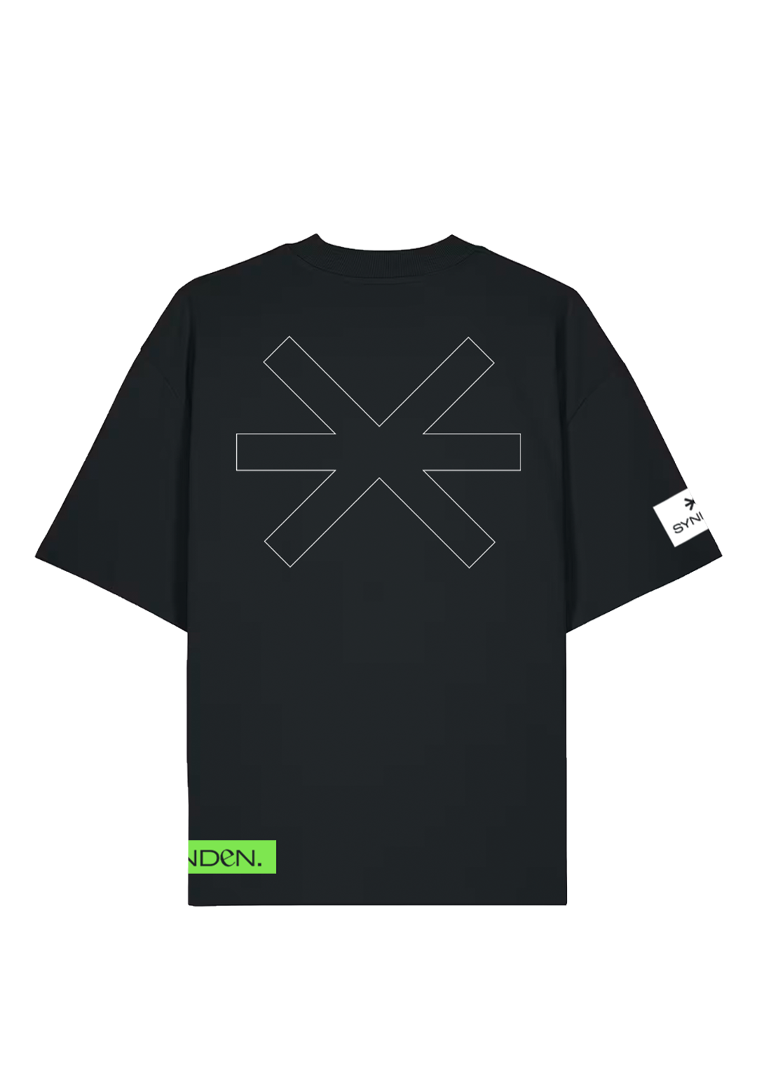 Synden Oversized Tee von hinten mit großem Stern-Symbol als Outline-Print