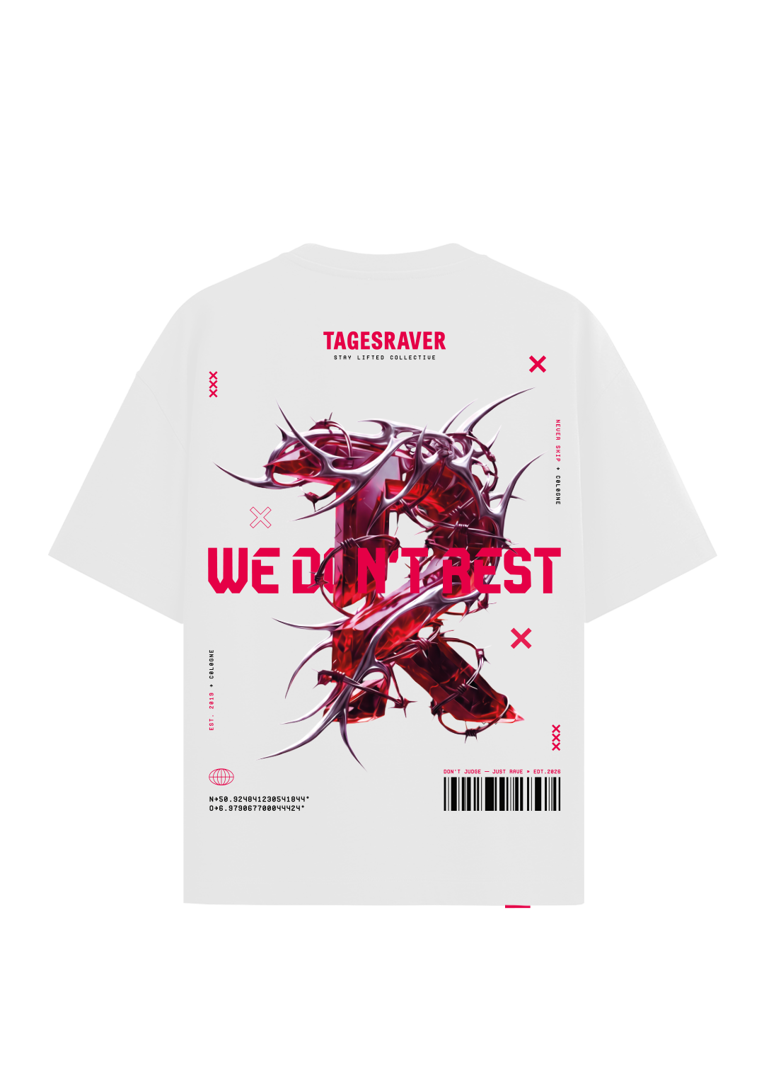 Backprint weißes Tagesraver Shirt